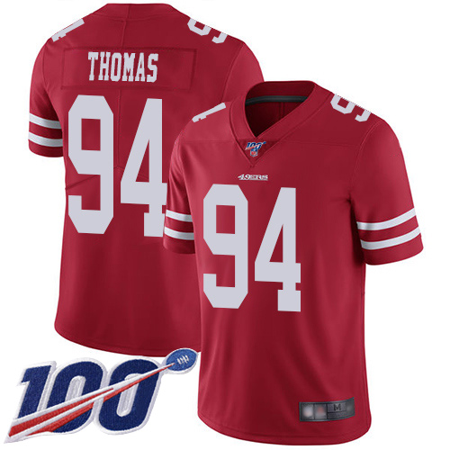 San Francisco 49ers Limited Red Men Solomon Thomas Home NFL Jersey 94 100th Season Vapor Untouchable